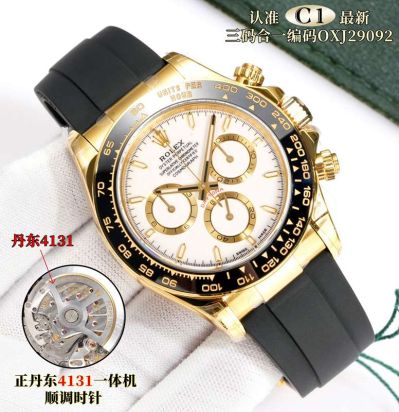 relogio rolex pulseira de borracha Daytona Dandong 4131 Movement OXJ29092 White Dial Rubber Strap Watch